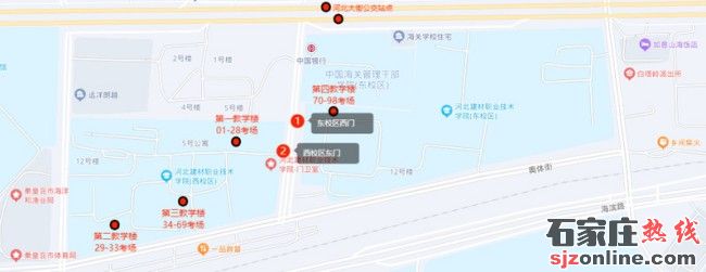 河北建材職業(yè)技術(shù)學(xué)院2023高職單招考試考場分布圖