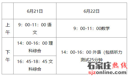承德2022年中考時(shí)間
